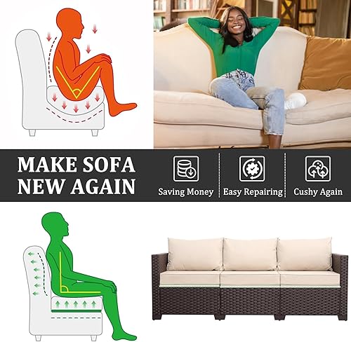 Miniatura 30 de HAVARGO Juego de 3 cojines de sofá para asiento caído de 20 x 20 x 2 pulgadas, soporte de cojín de espuma de alta densidad con tela de malla