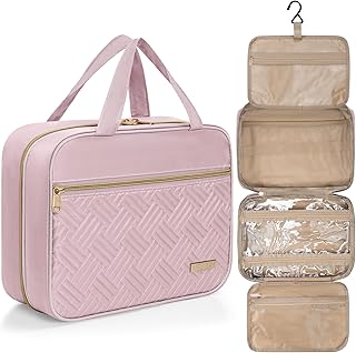 Kulturbeutel kulturtasche Toiletry Bag Kosmetiktasche Transparent für Makeup,Kulturtasche zum Aufhängen,Toilettenartikel Wasserdicht Reise Große Kulturbeutel L Rosa