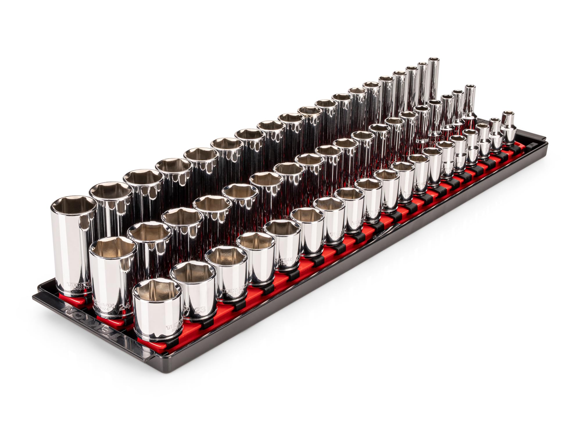 3/8 Inch Drive 6-Point Socket Set, 57-Piece | SHD91124 | (6 - 24 mm), Shallow, Semi-Deep, and Deep, Socket Rail