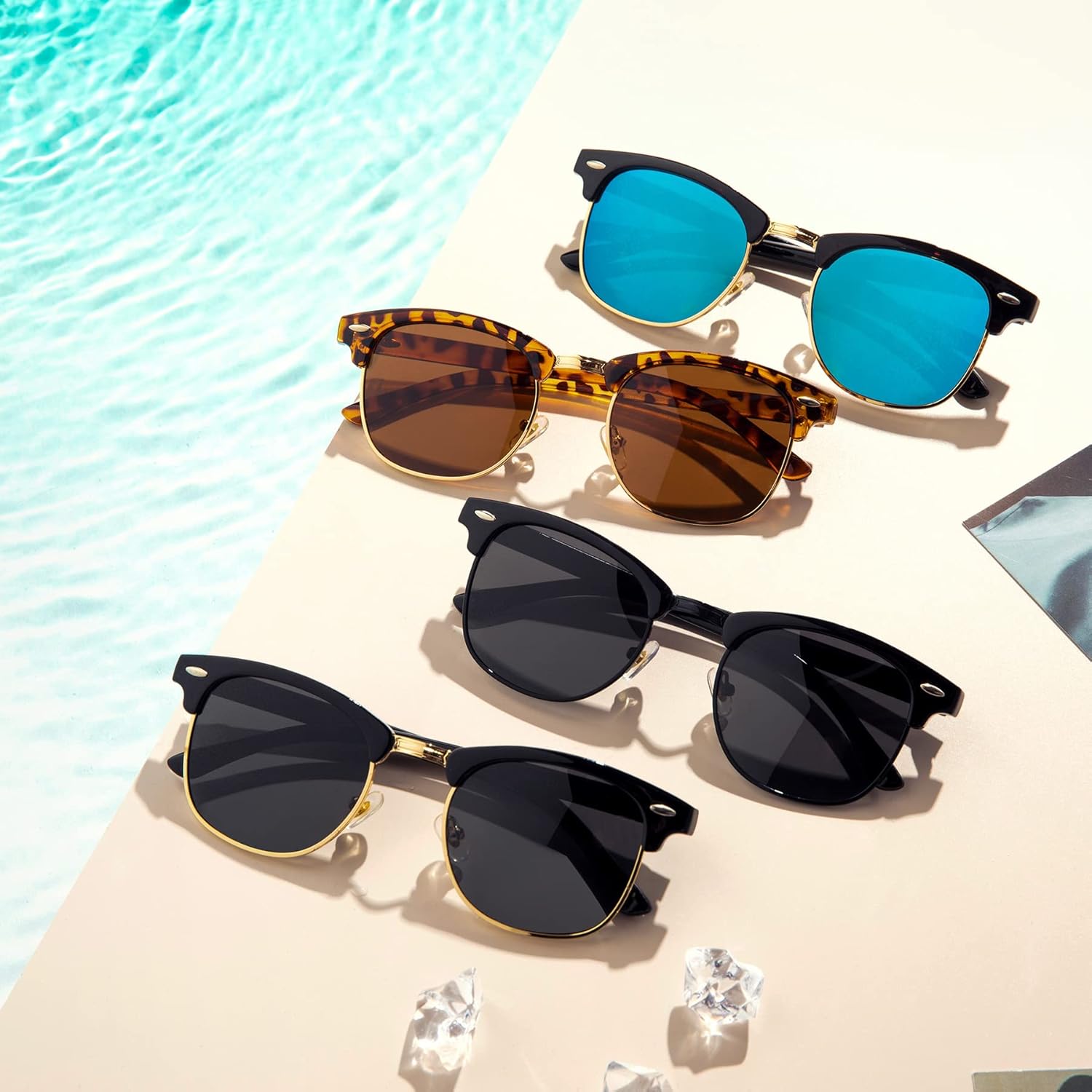 Miniatura 7 de Pro Acme Gafas de sol polarizadas clásicas sin montura con remaches metálicos