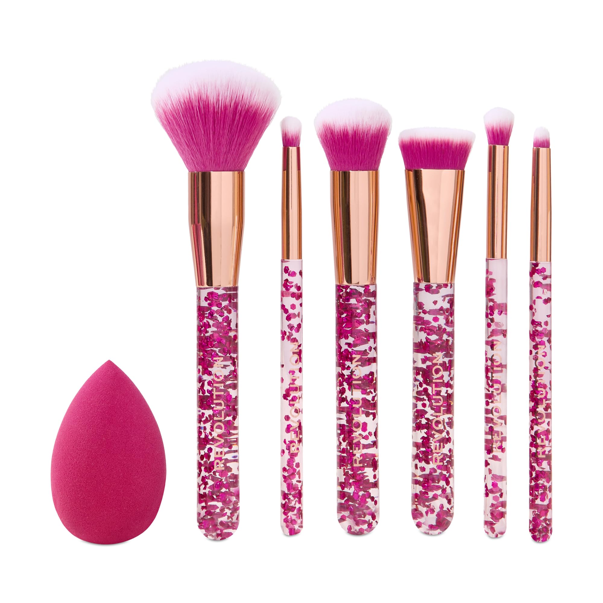 Revolution Full Look Makeup Brush Gift Set, 7-Piece Eye, Face & Cheek Collection with Blending Sponge, Vegan & Cruelty-Free - Image 2