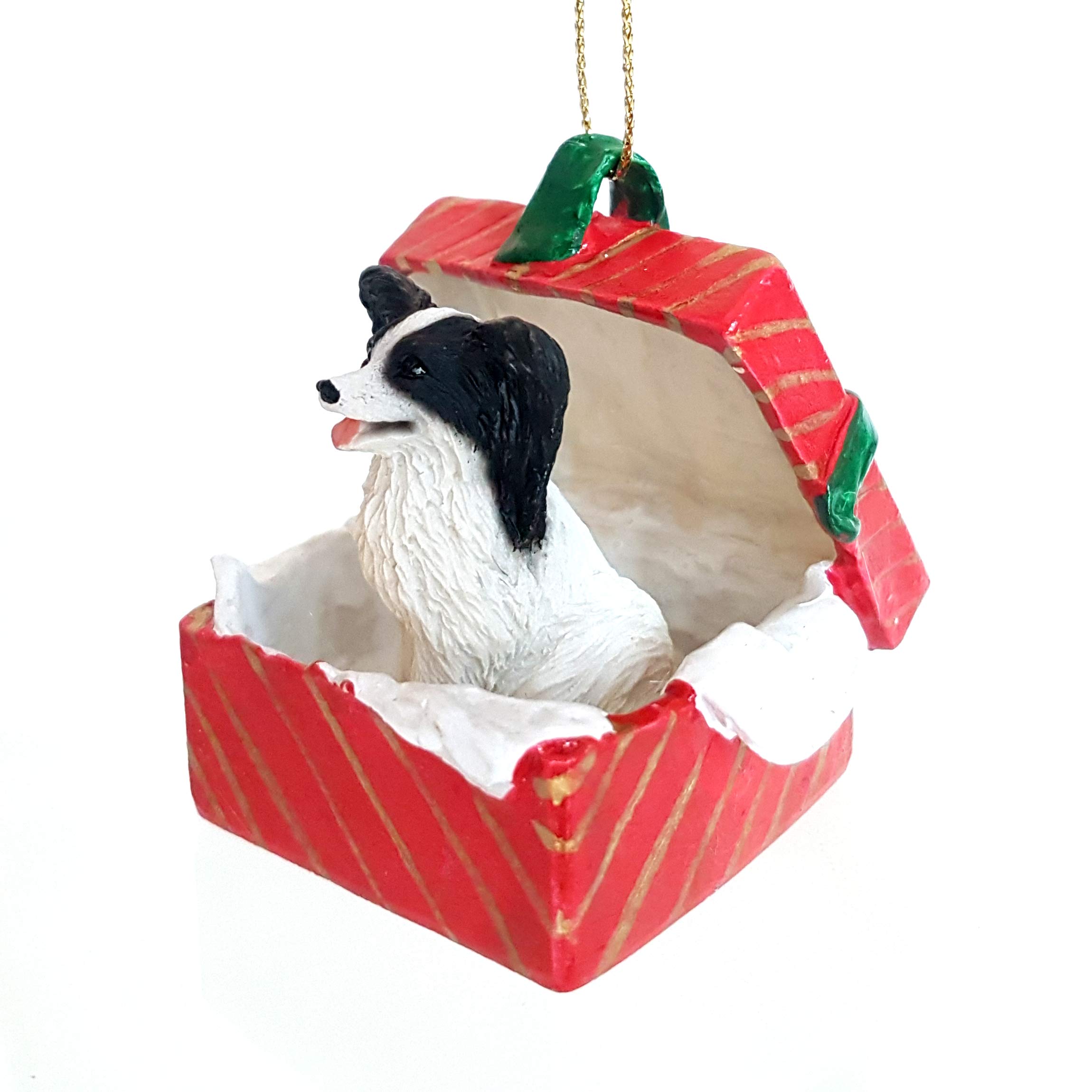 Conversation ConceptsPapillon Black & White Gift Box Red Ornament Black RGBD47B