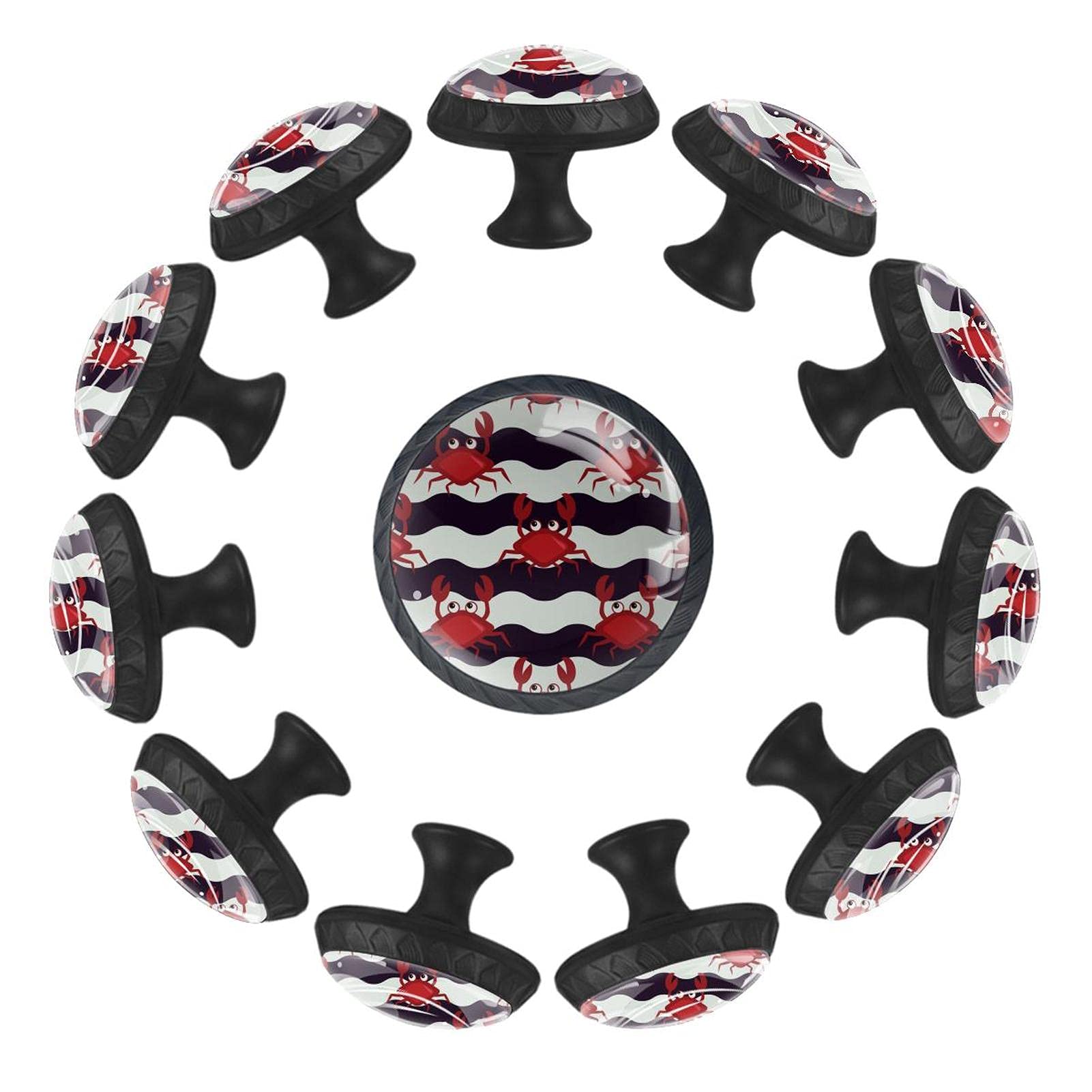 Boutons de tiroir ronds crabe en chevron 35 mm au design marin et moderne
