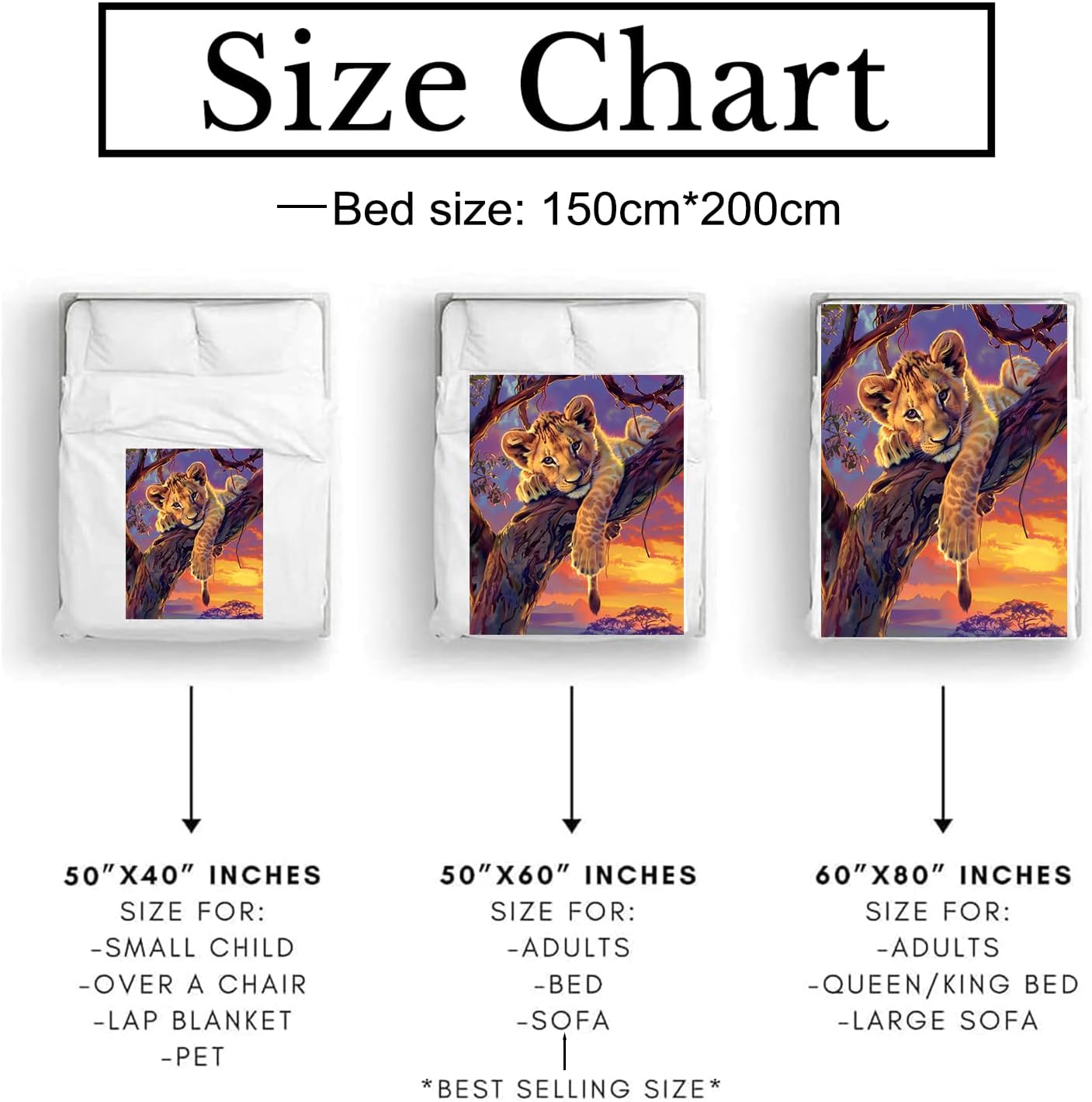 Cute Lion Cub Blanket - Ultra Soft, Cozy, Warm, Lightweight & Fuzzy Flannel Animal Throw Blankets, Ideal for Couch, Bed, Travel & Outdoor Use - for Men Women Adults Kids 60"×50" - Image 3