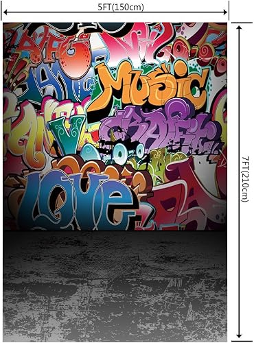 Miniatura 2 de LB TY111 panel de fondo de vinilo personalizado con diseño graffiti, de 5 x 7 pies, para estudio de fotografía.