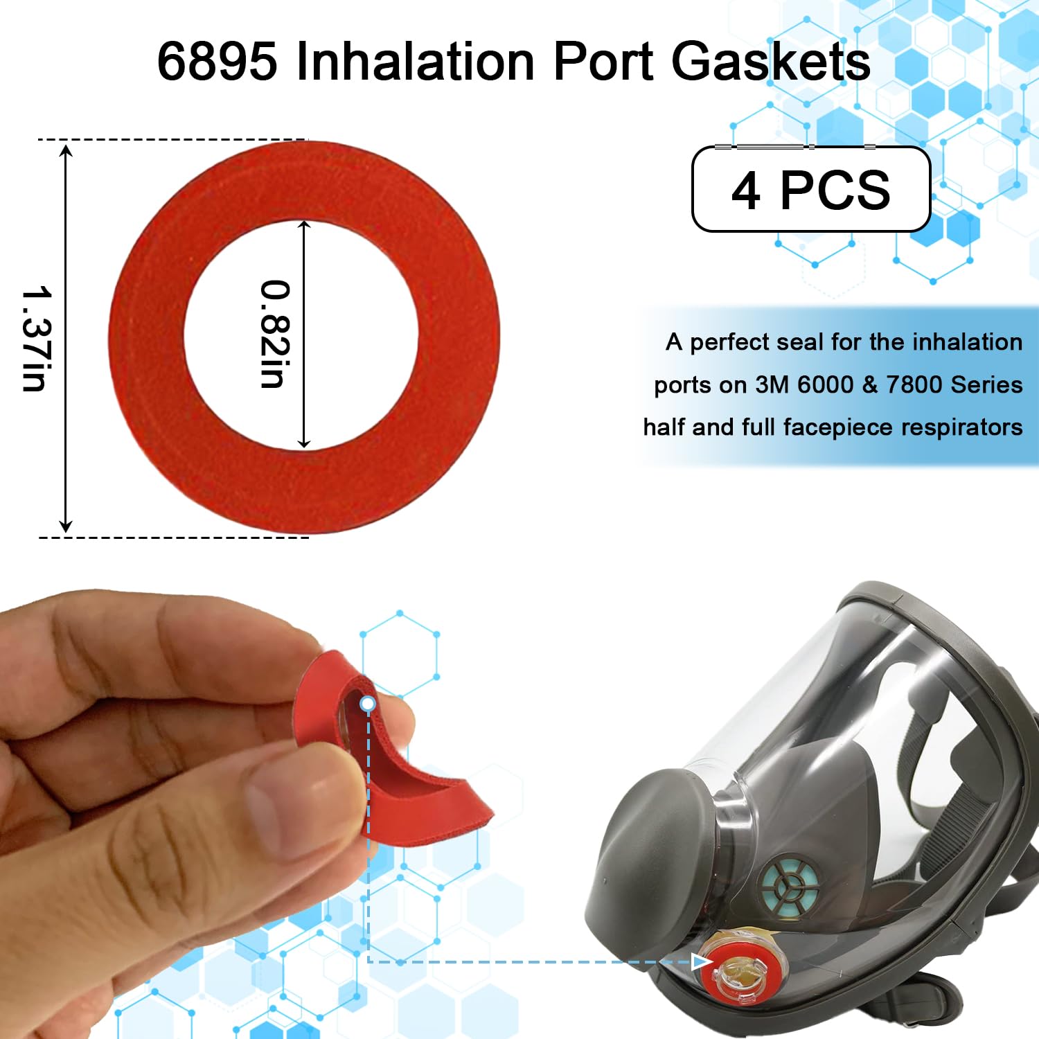 Lot de 12 pièces de rechange pour respirateur complet et demi-visage (4 valves d'expiration 6889, 4 valves d'inhalation 6893, 4 joints de port 6895) pour masques faciaux 3M 6000
