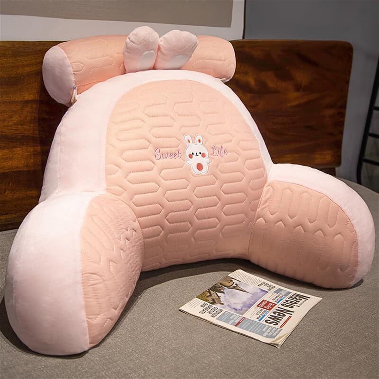 Uoxhfdh Pink Bed Rest Lumbar Support Cushion With Arm Breathable Seat Relax Pillow(,35 * 50Cm)
