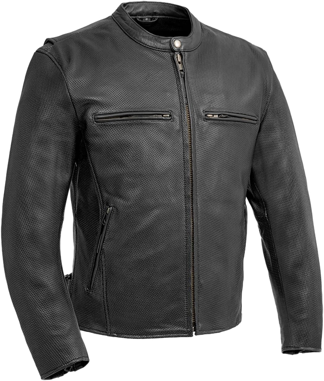 First Mfg Co - Turbine - Men's Motorcycle Biker Riding Black Leather Jacket