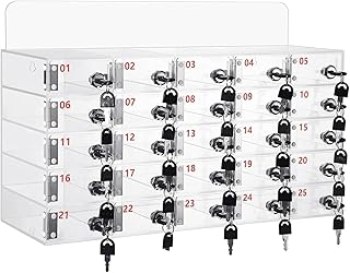 Caja De Almacenamiento para Teléfonos Móviles con Cerradura Y Puertas Transparentes. Gabinete De Escritorio para Empleados.,Acrylic-25 Lot