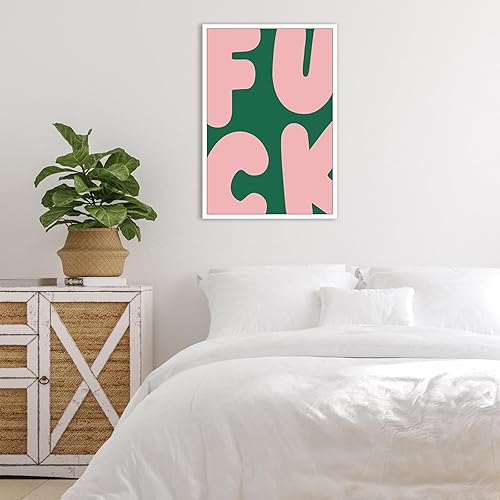 Miniatura 4 de DVBOCS Divertida decoración de pared - F*ck colorida pintura de pared divertida lienzo arte de pared rosa verde retro póster citas y refranes para