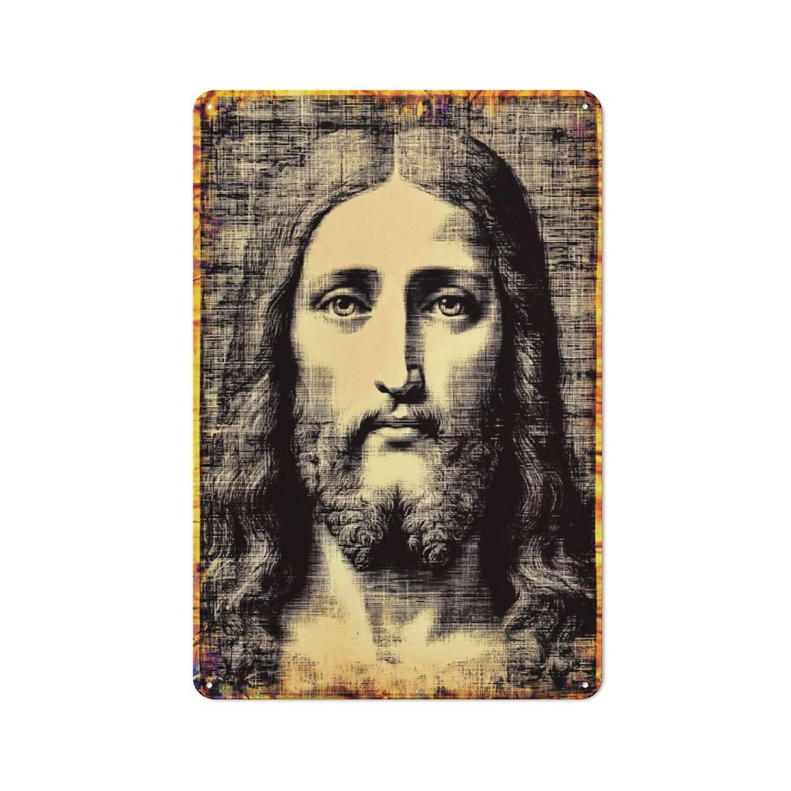 Junmoney Divine Portrait With Golden Halo Shop Front Style Decorative Metal Plaque 30X20cm, Shop Wall Decor For Cafe, Bistro, Bakery Or Restaurant