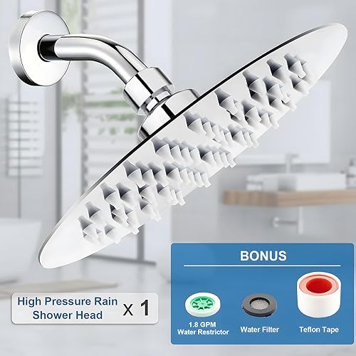 Miniatura 5 de Cabezal de ducha de alta presión, cabezal de ducha de 6 pulgadas con reemplazo ajustable perfecto, restrictor extraíble, fácil instalación para