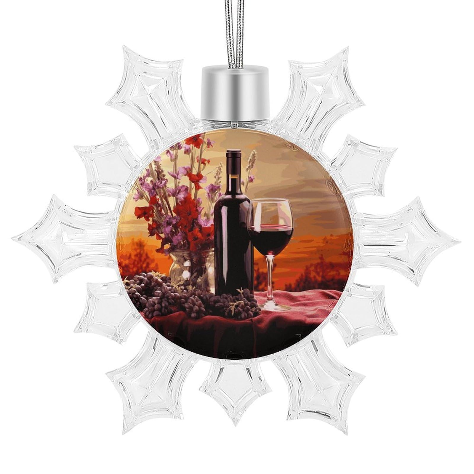 Red Wine Flower Snowflake Ornaments Cute Snowflake Pendant Exquisite Christmas Tree Ornaments for Christmas Weddings New Year Birthday Holiday Celebration