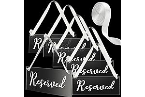 6 Pieces Reserved Signs for Wedding Chairs with a Roll of Ribbon
