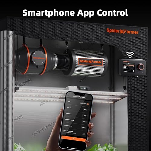 Miniatura 9 de Spider Farmer Kit de conductos de filtro de carbono para ventilador en línea de 4 pulgadas con controlador de humedad de temperatura hidropónica,