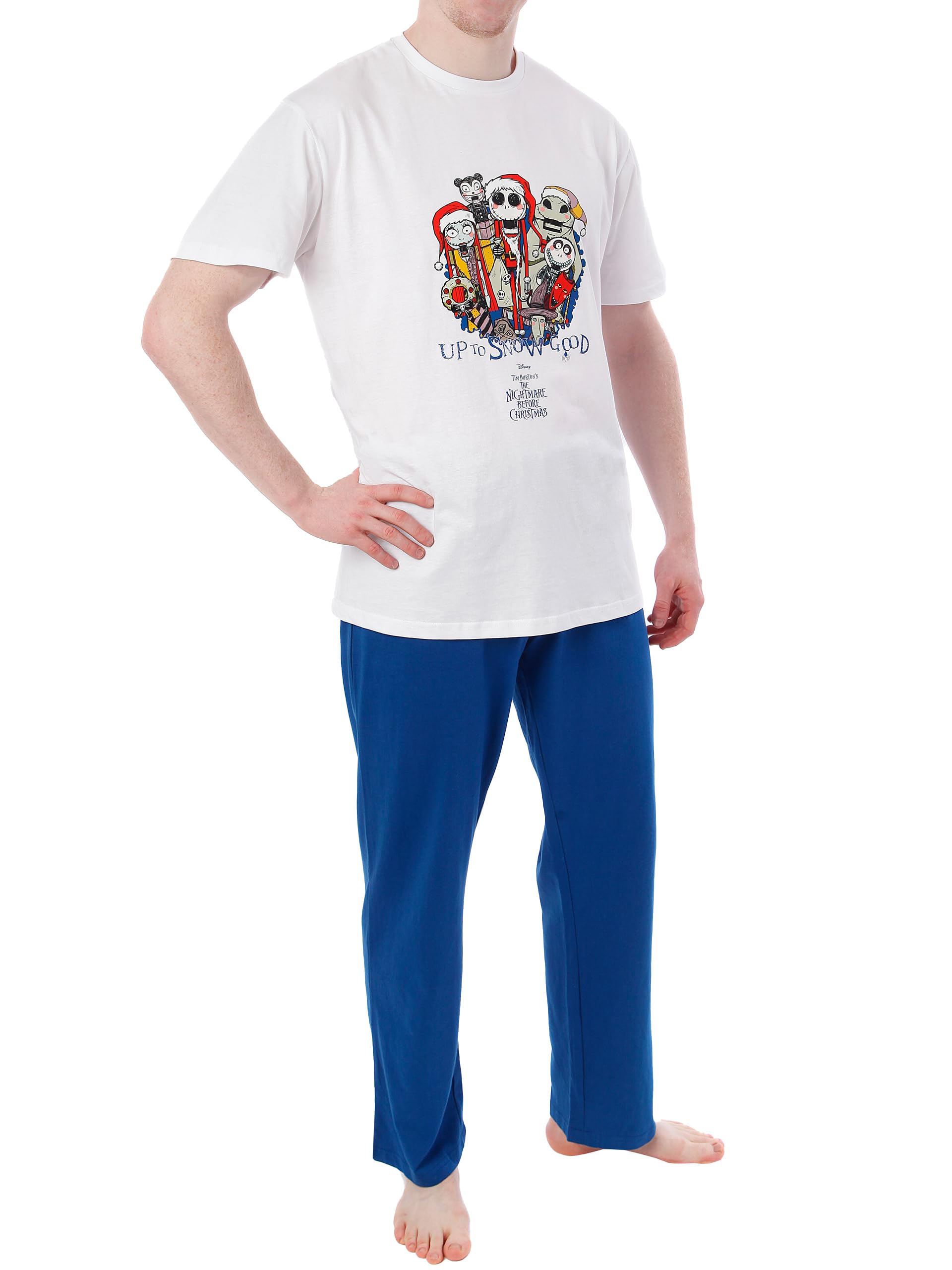 Disney Men's Nightmare Before Christmas Pyjamas | Short Sleeve Christmas Pyjamas | Jack Skellington Pjs | White | Xs