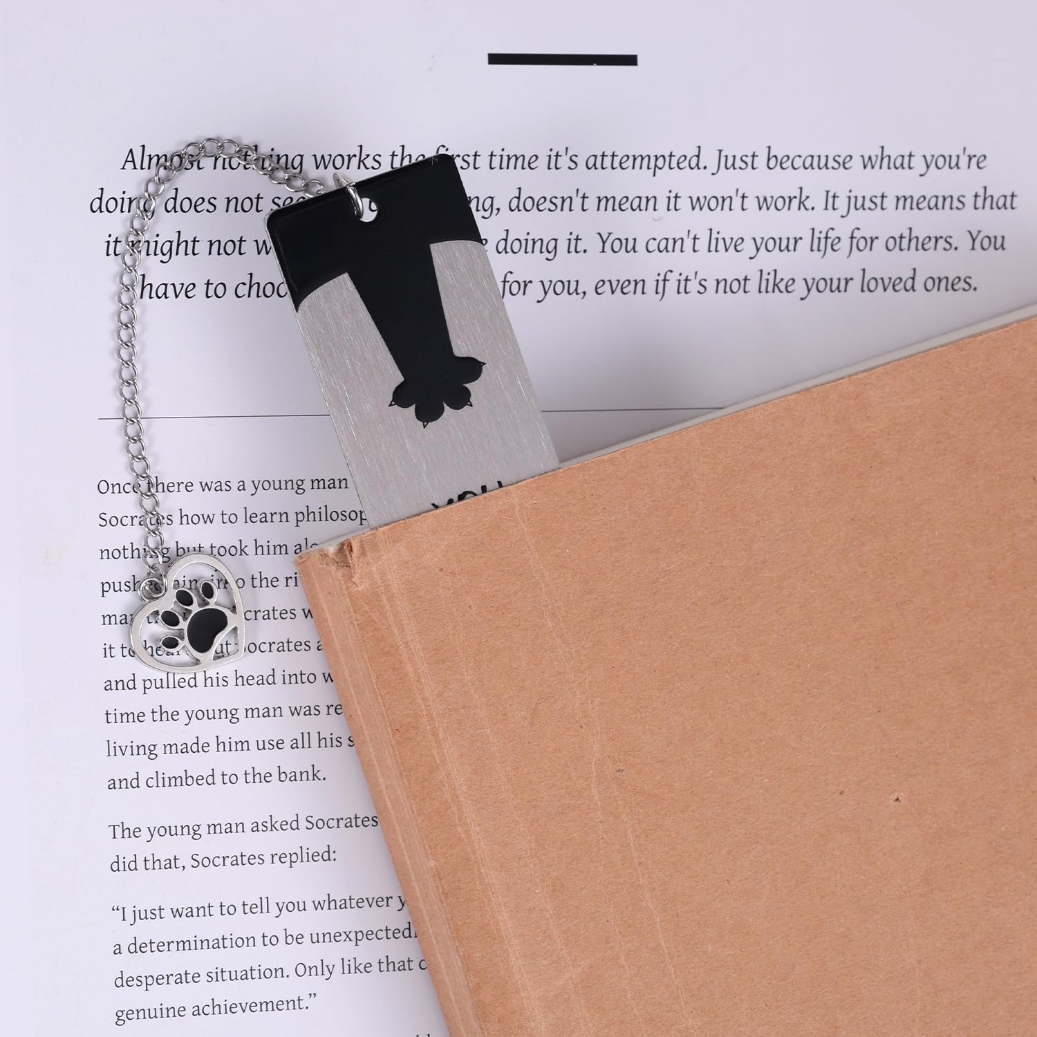 2 Marque-pages En Acier Inoxydable – Forme Chat Noir + Patte De Chat, Pour Livres Et Carnets – Cadeau Lecteurs