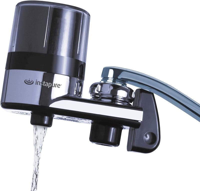 Instapure F2 Essentials Faucet Water Filter System, Chrome with Clear Cap | NSF/ANSI 42/372 certified, reduces chlorine, taste, odor, 3-month 200-gallon capacity, coconut carbon