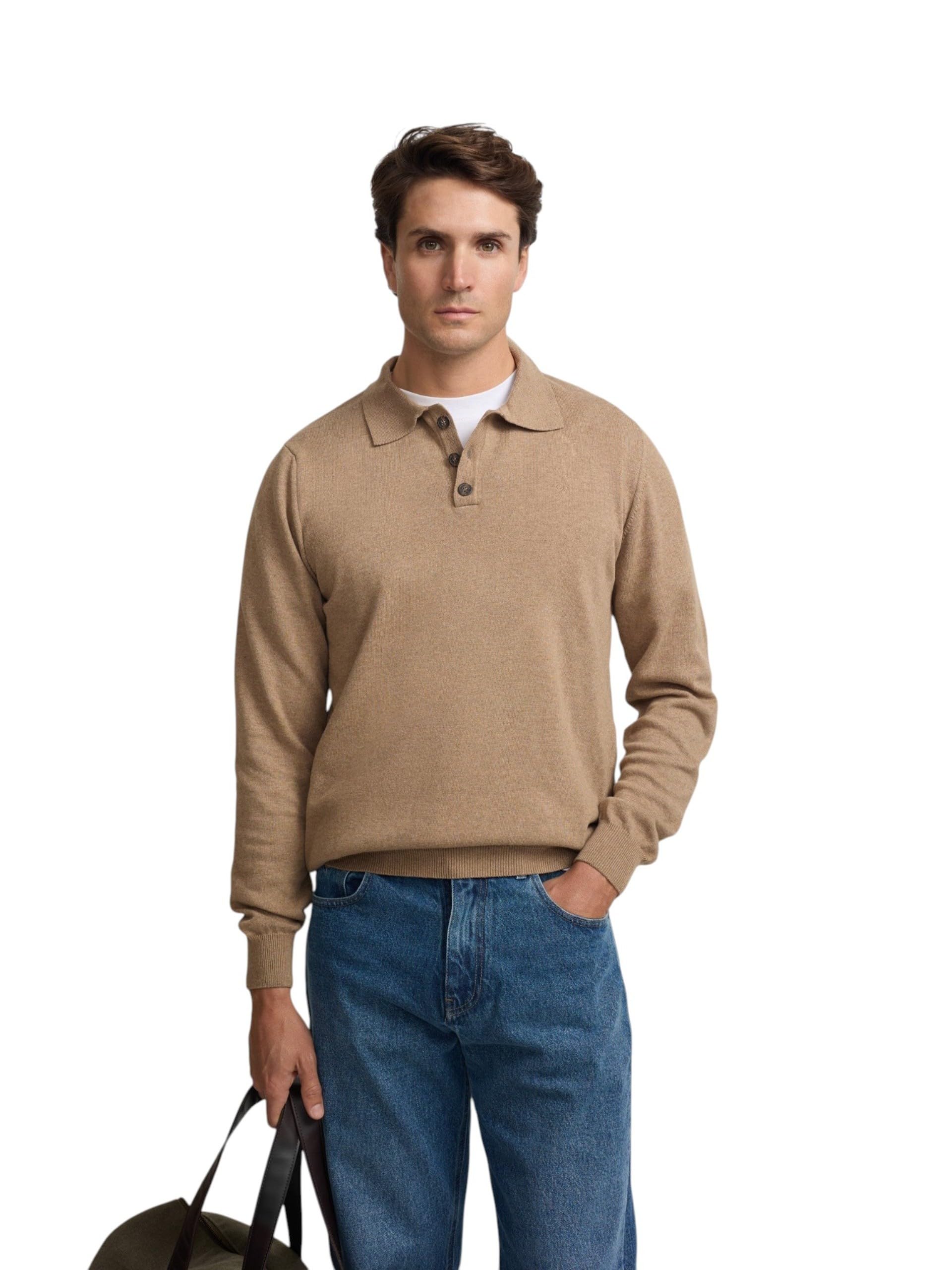 SILBON Polo Neck Sweater, Beige, XXL/3XL