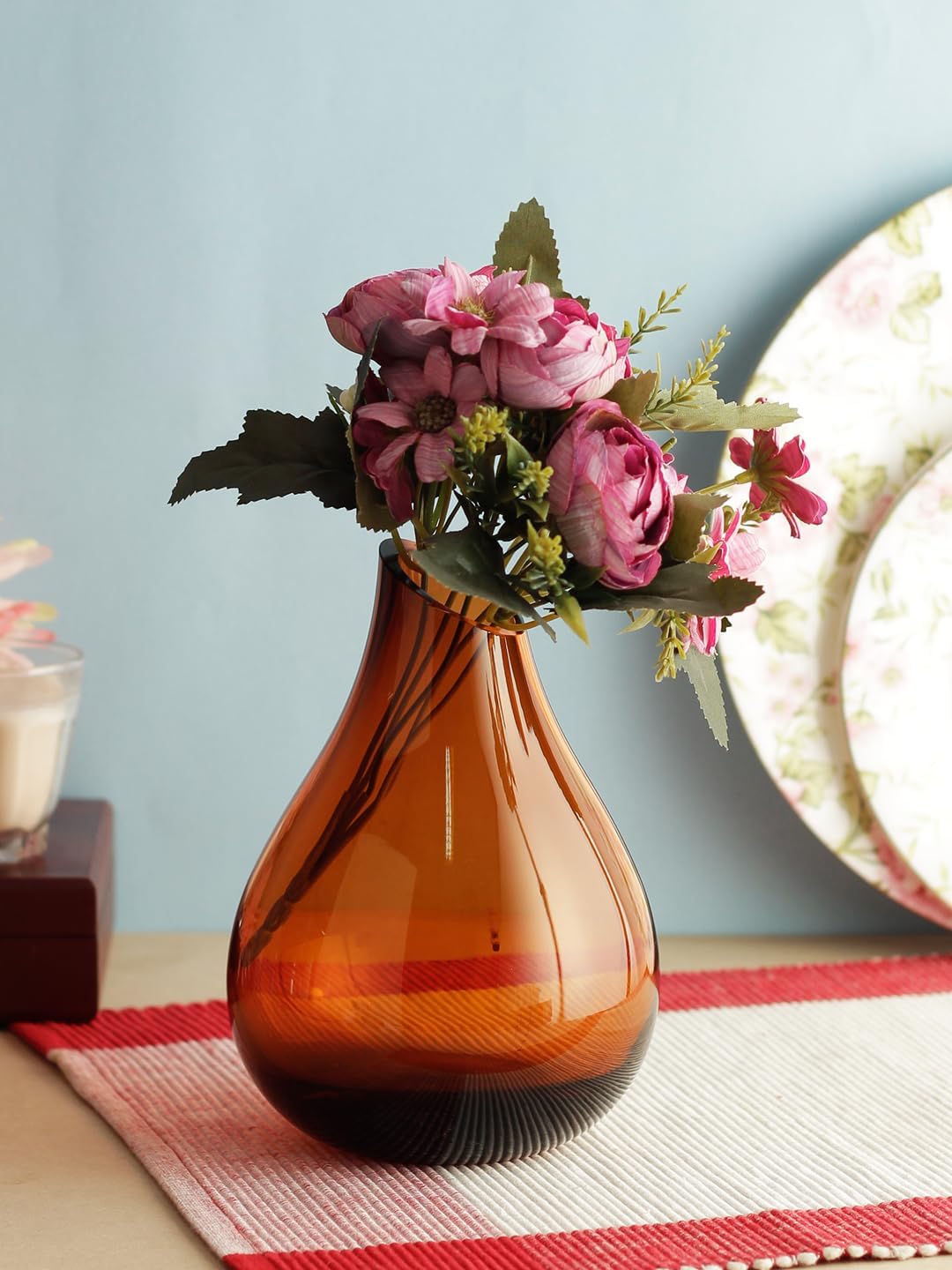 Incrizma Glass Flower Vase (5 X 7 In, Amber Lustre)