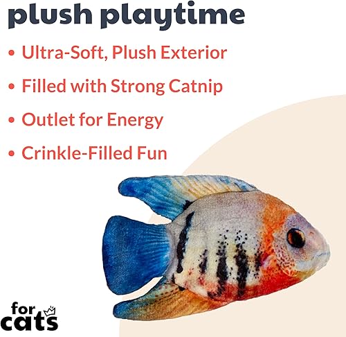Miniatura 2 de Huxley & Kent Juguete para gatos  Angelfish  Juguete fuerte para gatos relleno de hierba gatera  Juguete de peluche suave con hierba gatera y arruga