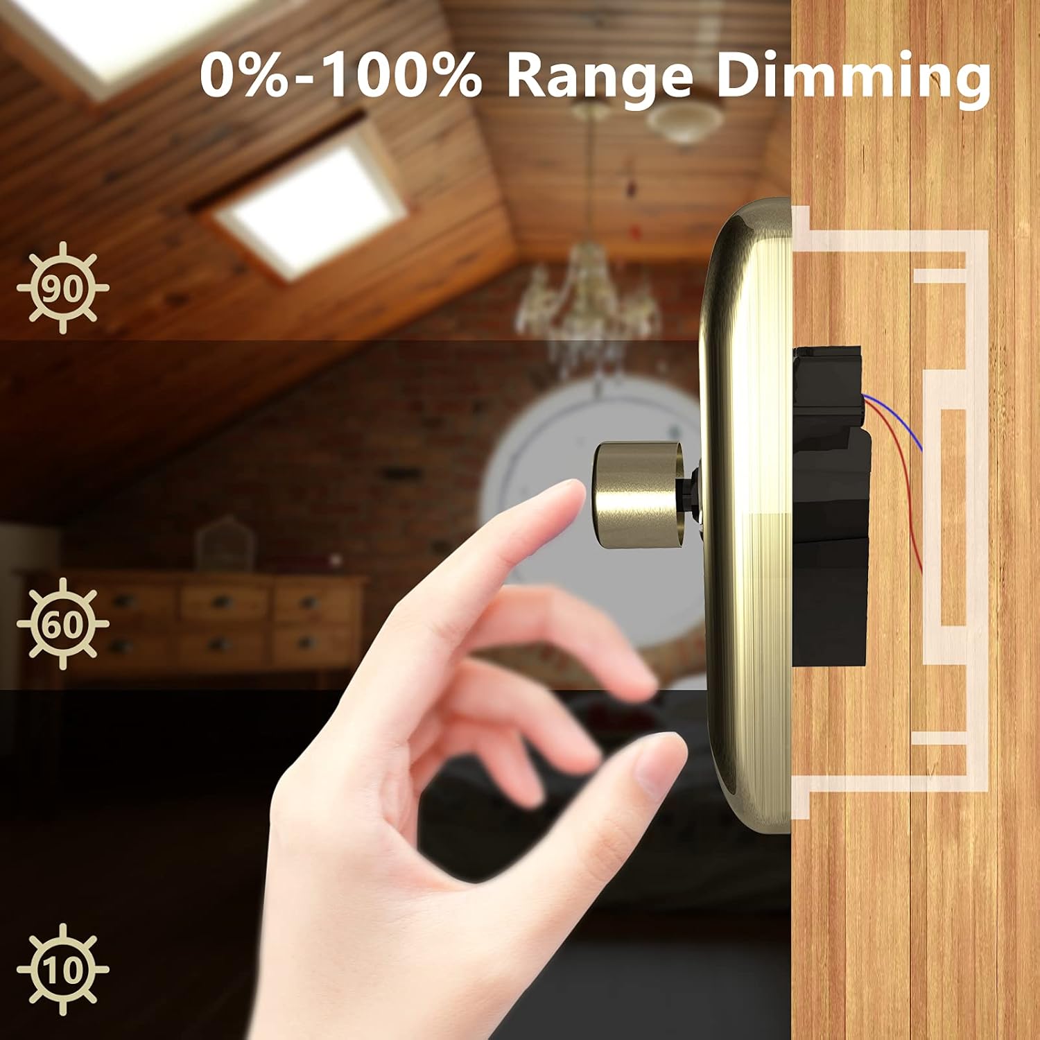 Zigtiger LED Dimmer Switch 1 Gang, Antique Brass Dimmer Switch for