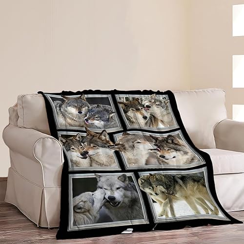 Manta de pareja de lobos y lobos salvajes, suave y acogedora, para amantes de los lobos salvajes, manta decorativa de felpa para todas las