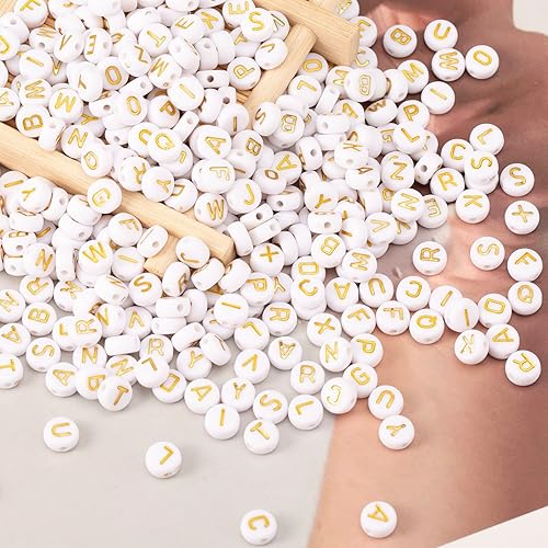 Vista 24 de 1000 cuentas de letras acrílicas del alfabeto de 0.157 x 0.27 pulgadas, cuentas redondas de la A a la Z, para hacer joyas, cuentas del alfabeto