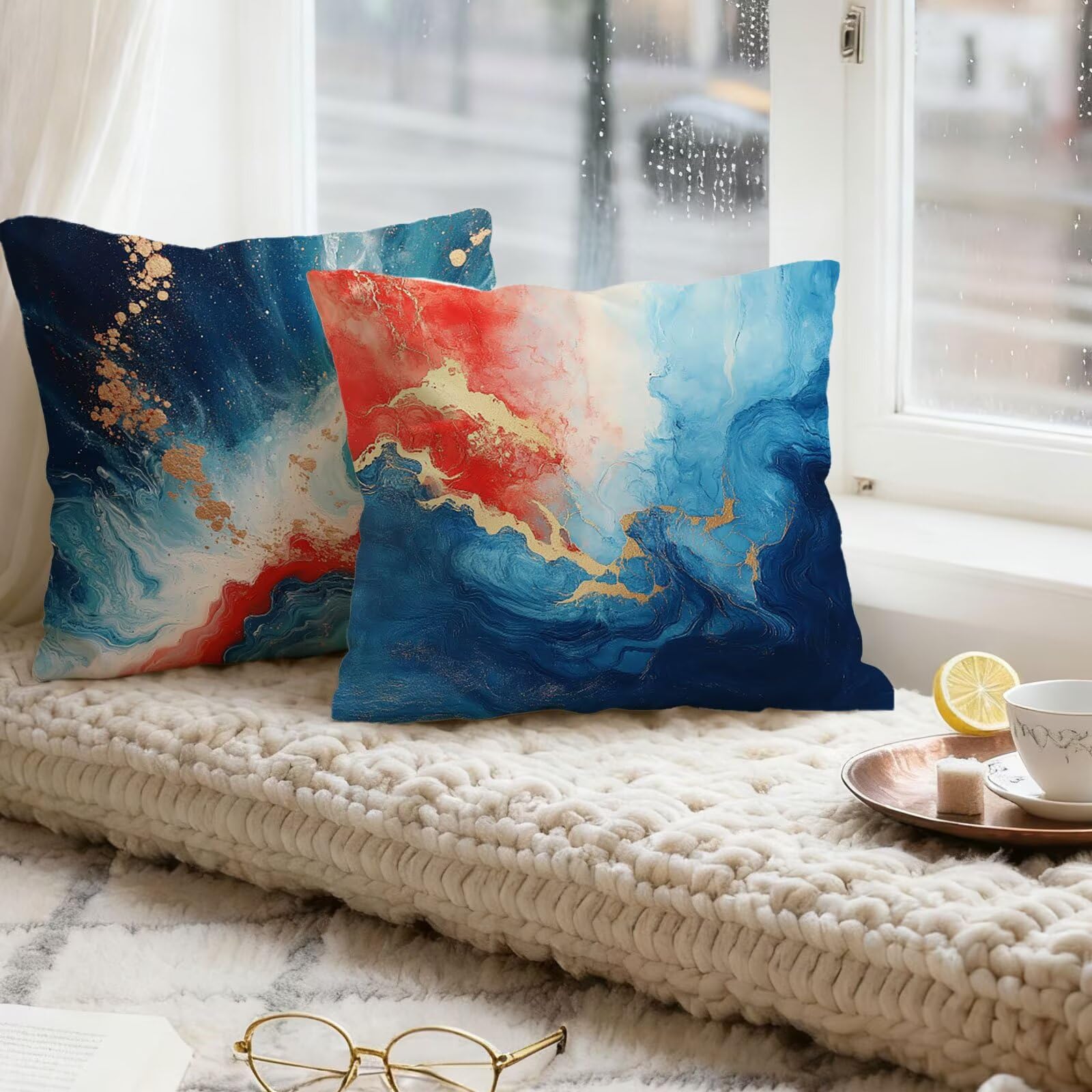 Blu Federe Cuscini Divan 60x60 Rosso Federe Cuscino Letto Super Morbido Copricuscino Letto Set di 4 Cuscini Divano Decorazioni Autunnali Copricuscini Arredamento Casa, Sedia Soggiorno Giardino E - 722