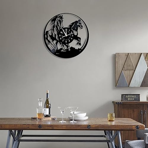 Miniatura 4 de Reloj de montaje en pared de caballo, disco de vinilo de 12 pulgadas, regalo de decoración de habitación de caballo corriendo, decoración de caballo