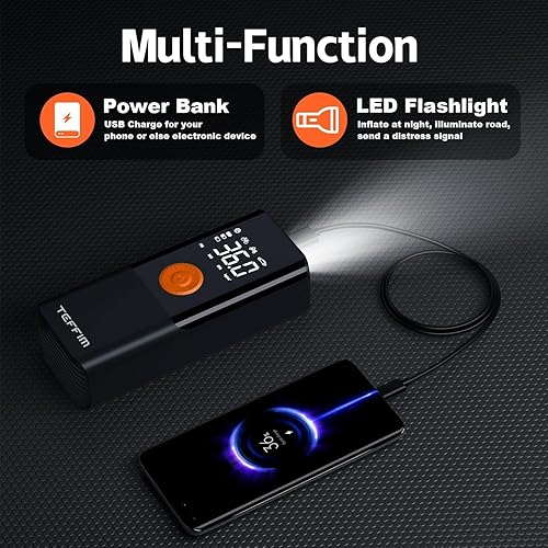 Miniatura 6 de Inflador de neumáticos Compresor de aire portátil con medidor de presión digital, bomba de aire inteligente de 12 V para neumáticos de automóvil,