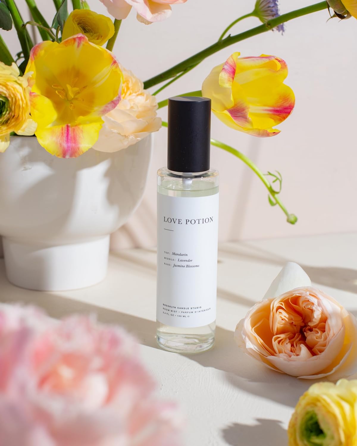 Brooklyn Candle Studio Love Potion Room Mist - Long Lasting Fragrance Spray for Body & Linens, Jasmine, Lavender & Mandarin, Air Freshener for Bathroom & Bedroom, Clean Ingredients