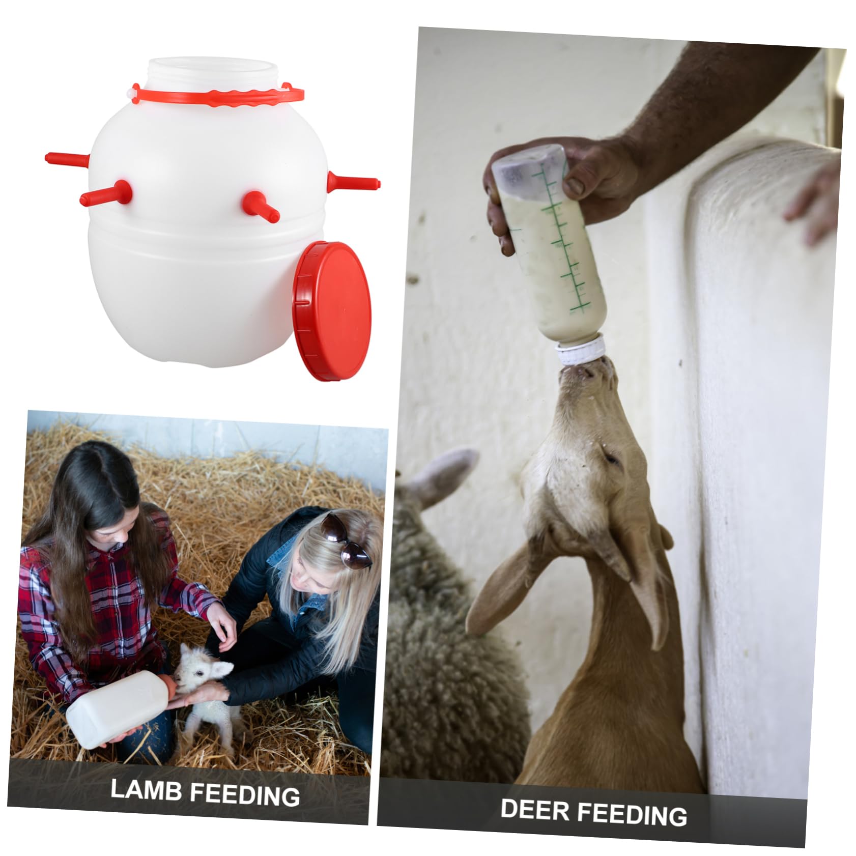Hohopeti Lamb Feeding Bottle Thickened Plastic Silicone Feeder with Nipples for Sheep Goat Pig Dog High Temperature Resistant Losowy Kolor