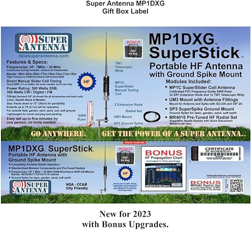Miniatura 3 de Super Antenna MP1DXG HF Antena portátil con montaje en tierra Jamón Radio Amateur Go Bag