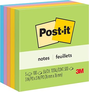 Post-it Notes, 3 x 3 in, Floral Fantasy Collection, 5 Pads