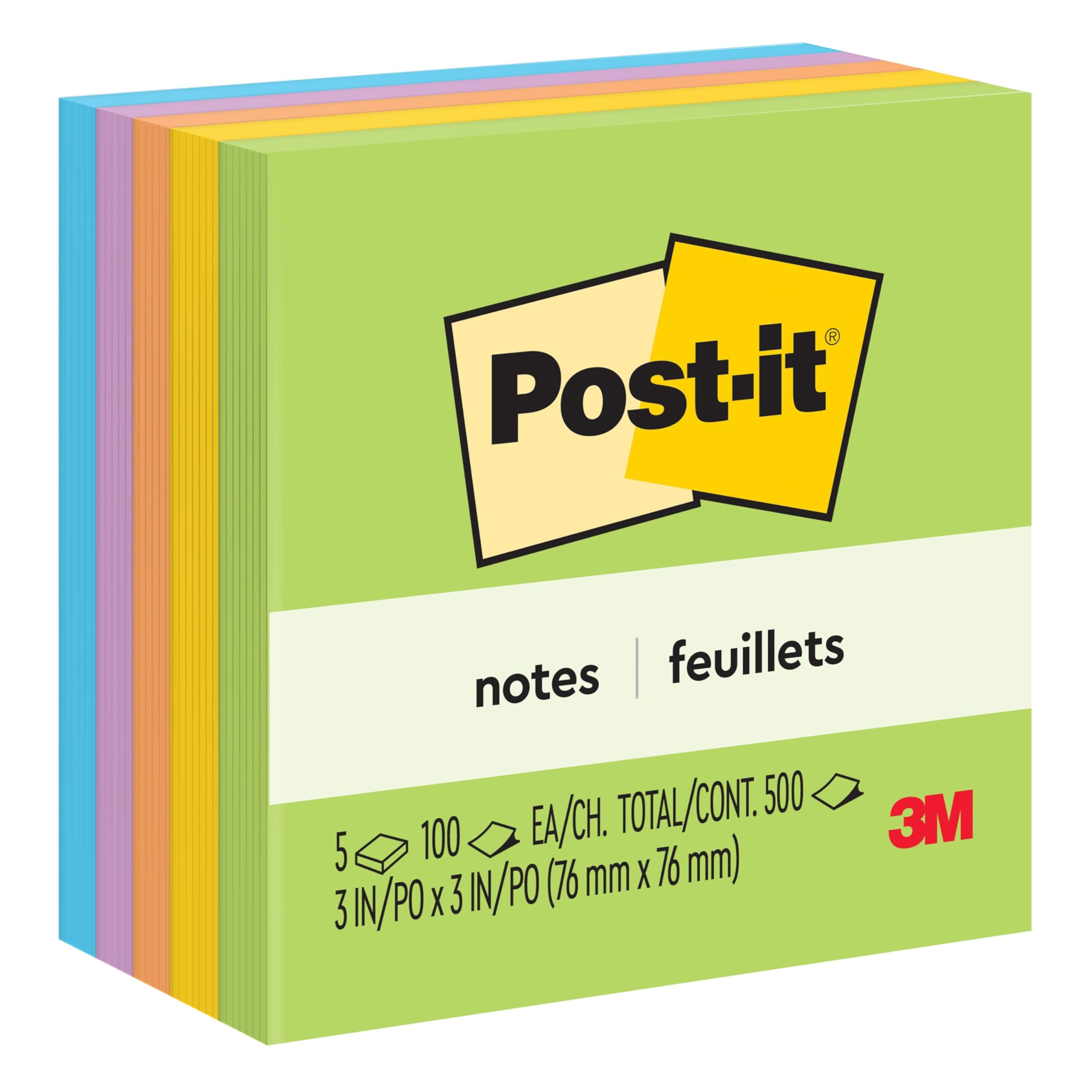 Post-it Notes, 3x3 in, 5 Pads, America's #1 Favorite Sticky Notes, Floral Fantasy Collection (654-5UC)