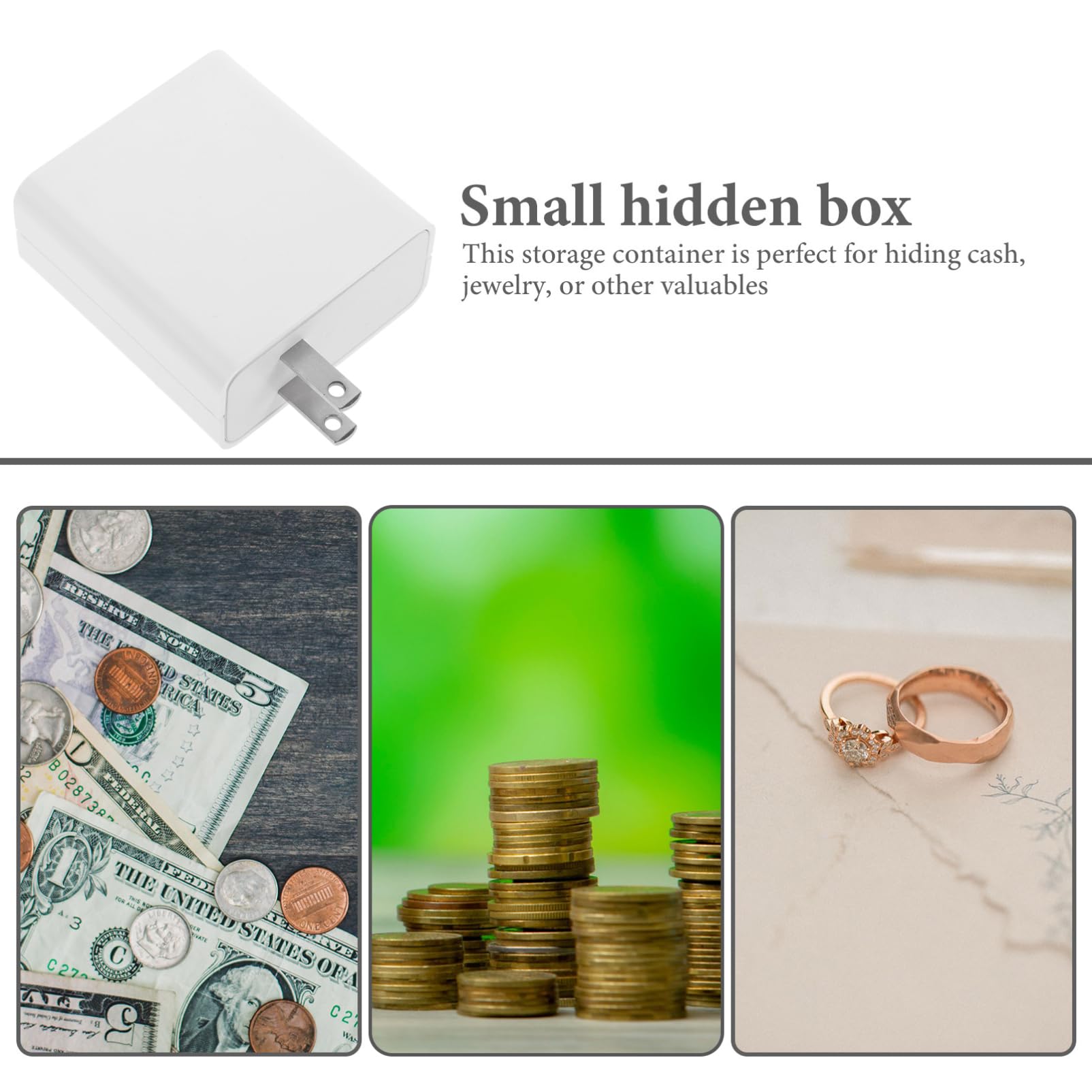 Boîte De Dissimulation Faux Chargeur - Compartiment Secret Pour Argent, Bijoux - Argenté - 4,8x4,1x2,5 Cm - 7