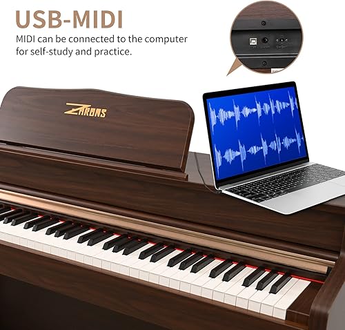 Miniatura 3 de ZHRUNS Piano digital, piano de teclado con peso completo de 88 teclas, teclado acústico profesional de martillo pesado piano eléctrico, pedal de
