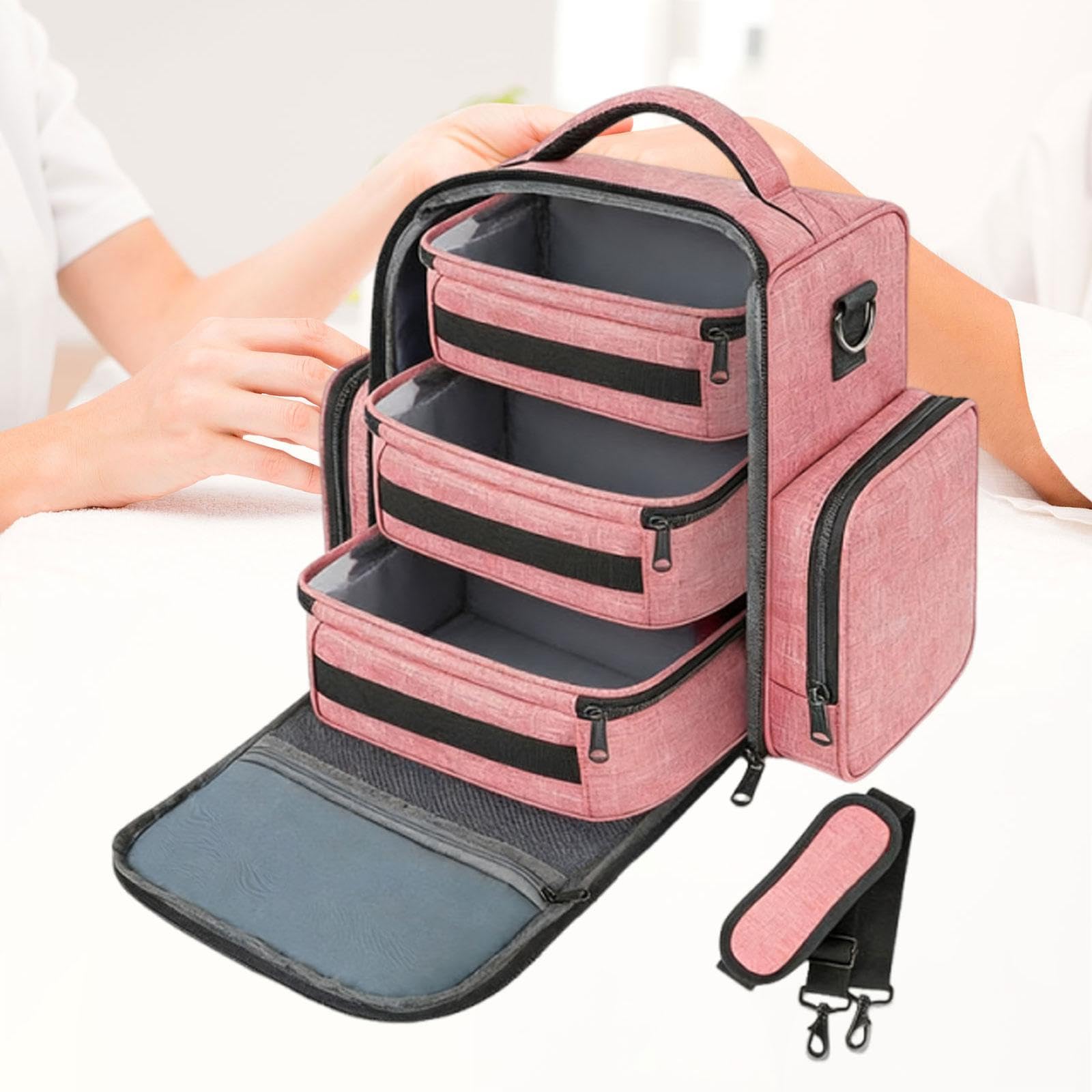 Aufbewahrungstasche für Nagellack, tragbar, Reisetasche/Aufbewahrungsbox für Gel-Nagellack, Rosa