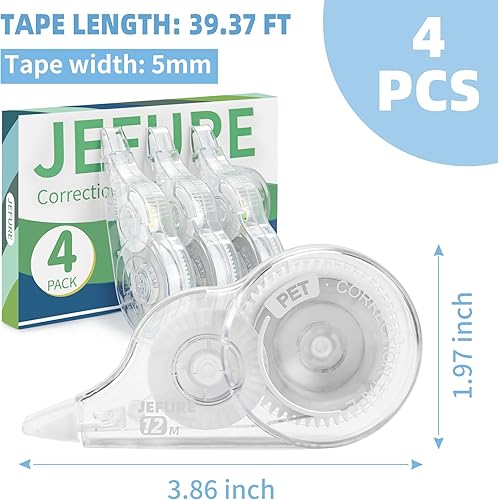 Miniatura 9 de 12 cintas correctoras de 39.4 pies, cinta resistente a desgarros a granel para escuela, oficina, toma de notas, diario (ancho de cinta de 0.2