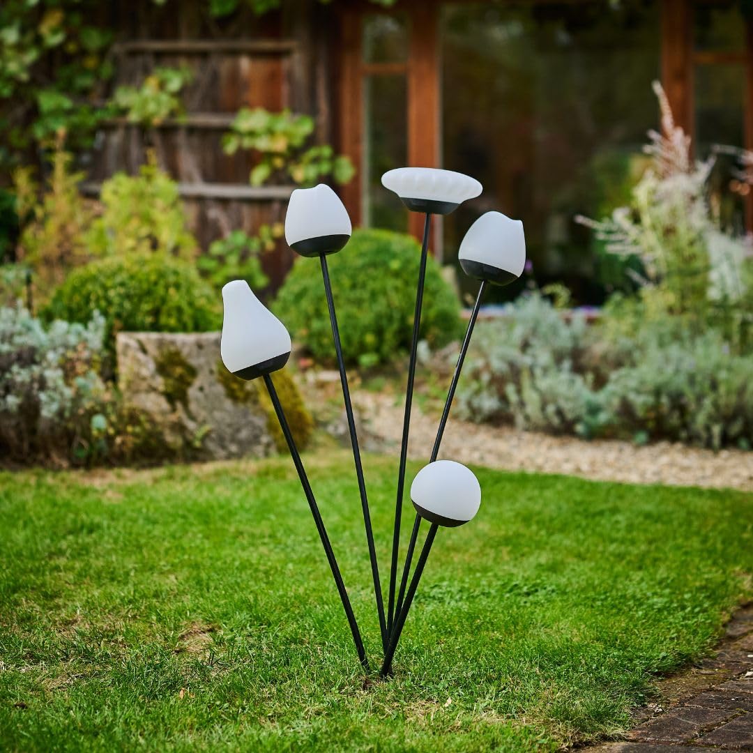 Lumix® Solar Flowers 1x Solarleuchte für Außen Garten von Krinner innenliegendes Solarpanel, IP44, Auto EIN/AUS mit RGB, Auto Change und neutralem LED Licht, Gartenleuchte Sunny 1 Stück