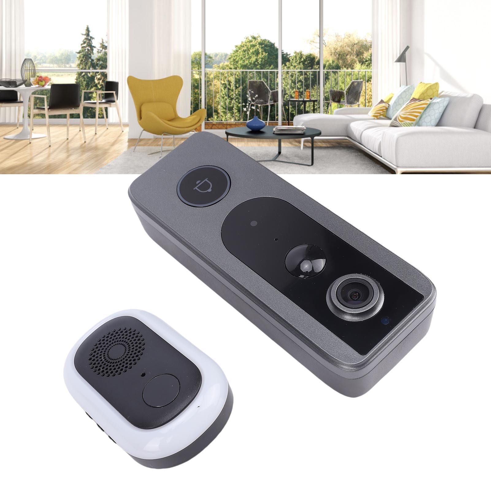 BuyWeek Timbre de Video Inalámbrico Timbre Inalámbrico con Cámara, 1280 x 720 de 2 Cables IP65 Impermeable para Doméstico