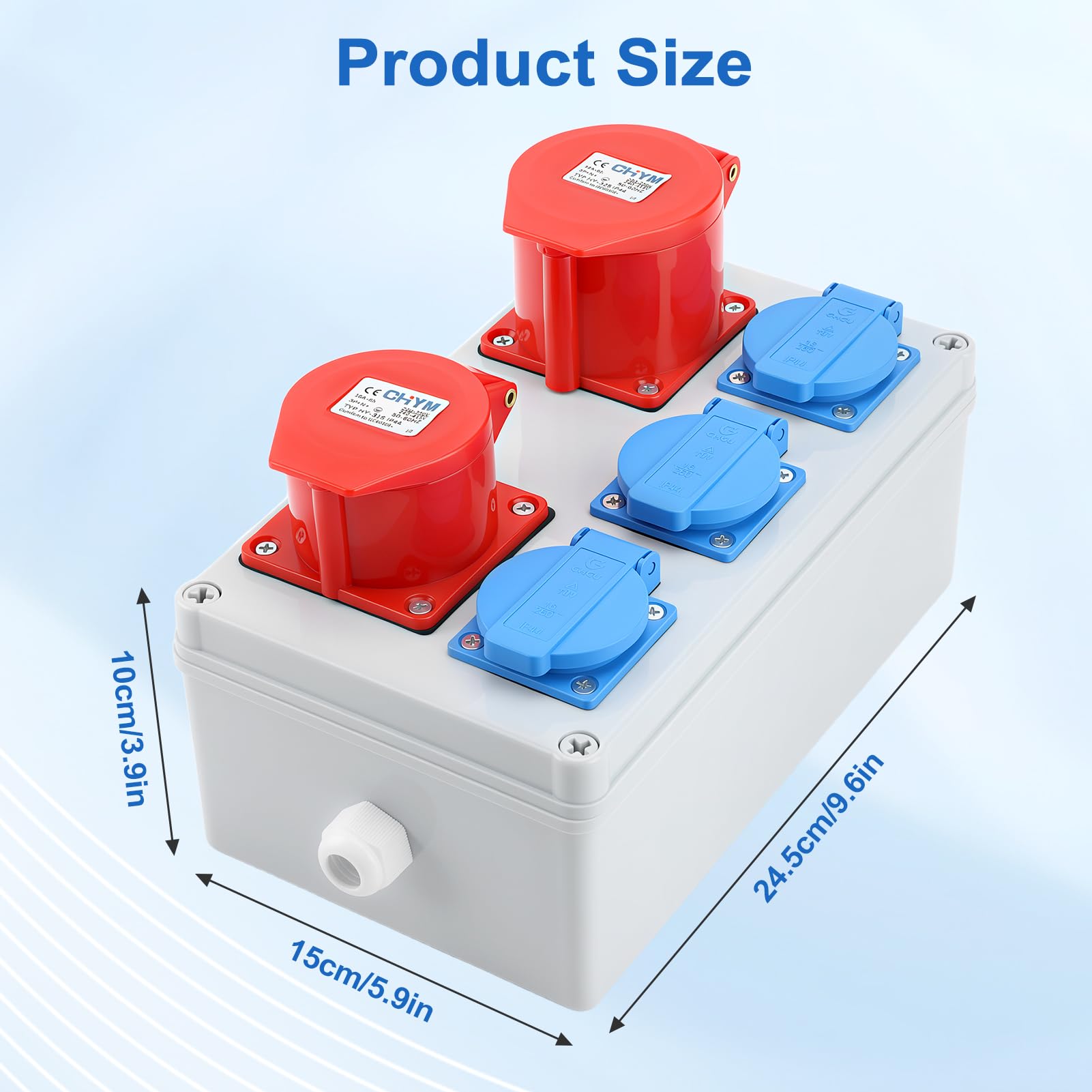 Caja de Distribución Eléctrica CEE 32A IP44, Distribuidor Pared Industrial