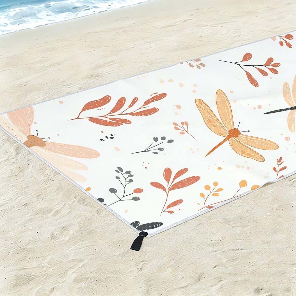 Telo Mare Microfibra, Telo Mare Grande 90x200cm 2 Pezzi, Asciugamano Palestra Donna Asciugatura Rapida, Antisabbia Asciugamano Microfibra, Leggero Asciugamani Palestra per Regalo (Libellula) -4414