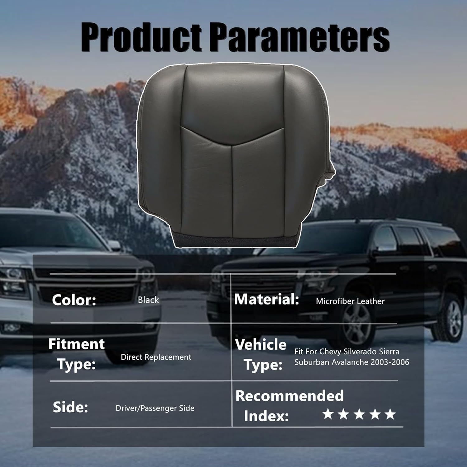 Priprilod Driver & Passenger Side Bottom Replacement Seat Cover Dark Gray 692 or 69i Compatible with Chevy Silverado Tahoe Suburban Avalanche GMC Sierra Yukon XL 2003 2004 2005 2006