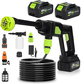 Cordless Pressure Washer,6 in 1 Portable Power Washer,5M Hose,High Pressure Water Gun,Cordless Power Washers for Patio Cleaning and Car,Connectable Faucet