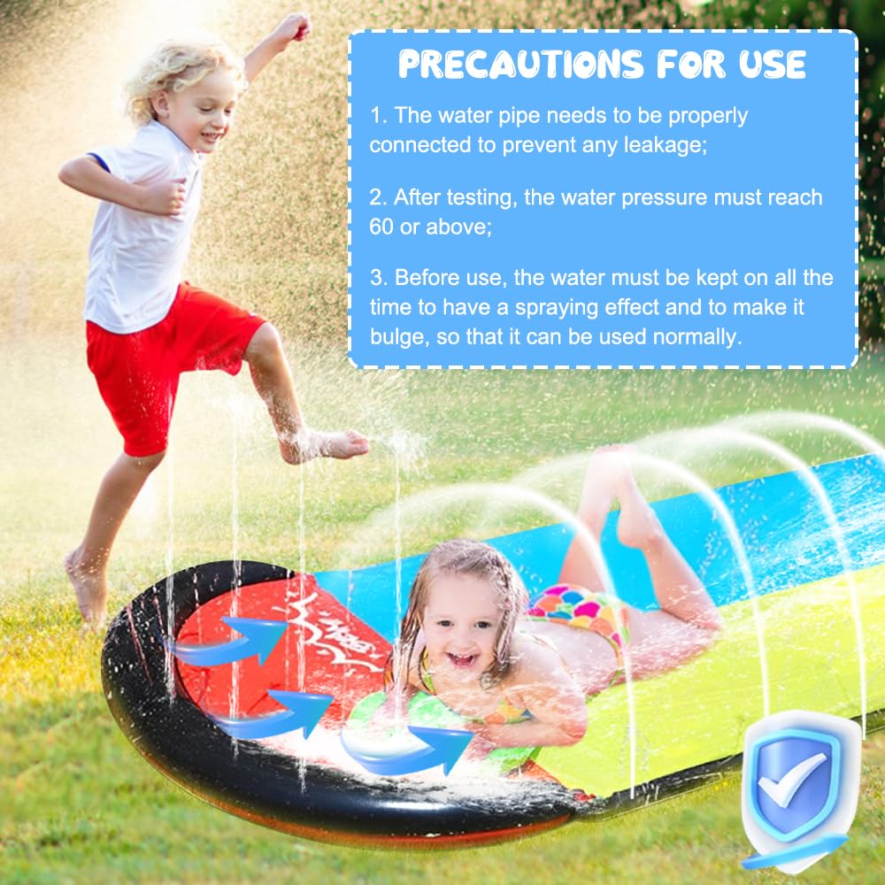 Wasserrutsche Garten 6,1 x 1,4 m Double mit 2 Bodyboards, Wasserrutschbahn mit Sprinkler