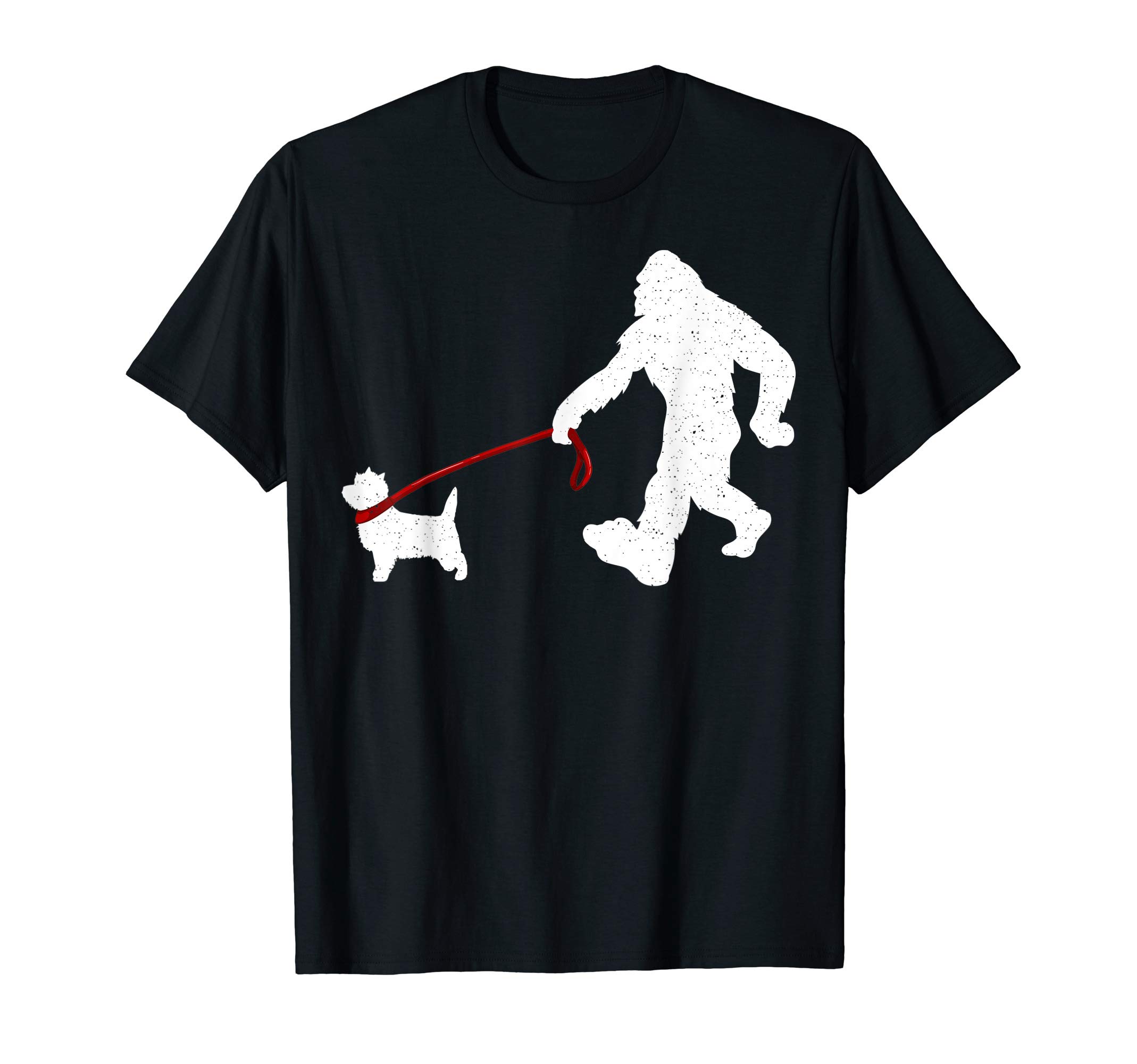 Sasquatch Bigfoot Walking Cairn TerrierFunny Bigfoot Walking With Cairn Terrier Dog Gifts T-Shirt