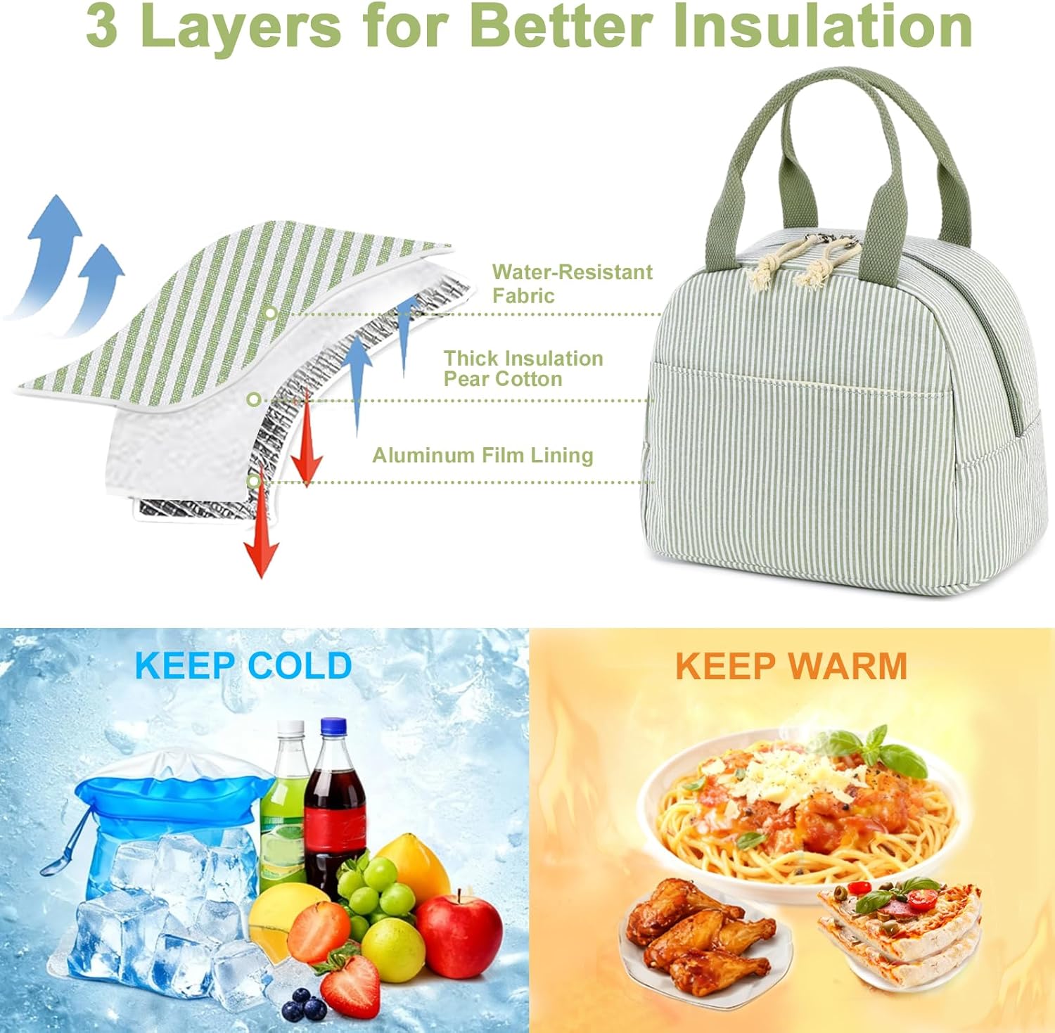 Bluboon Lunch Box for Women Cute Lunch Bag Reusable Insulated Lunch Bags Large Capacity Lunchbox Cooler for Work Picnic or Travel gifts for women - Image 3