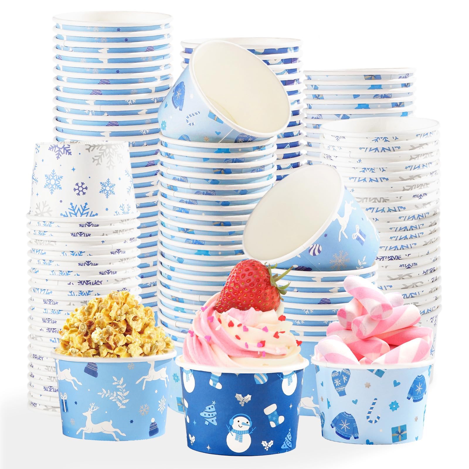 Tasses à dessert bleues de Noël 355 ml pour simplifier les grands repas